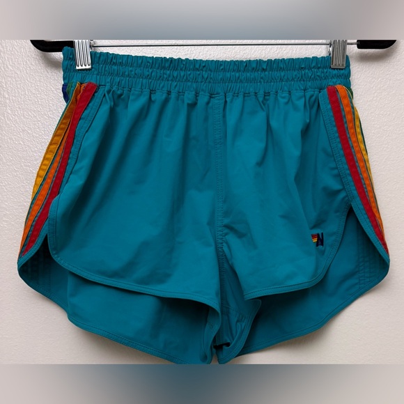 Aviator Nation 5 stripe teal flex board shorts Size M